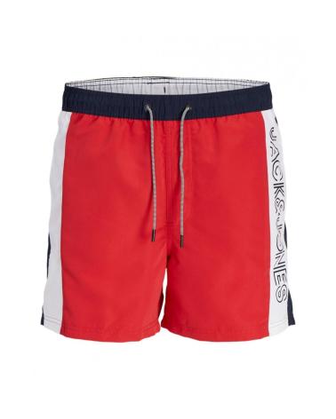 SHORTS JACK & JONES ROJOS CON CORDÓN AJUSTABLE Y DETALLES LATERALES RED