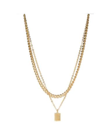 COLLANA PENDENTE PIECES DORATA IN METALLO CON DOPPIA CATENA METAL