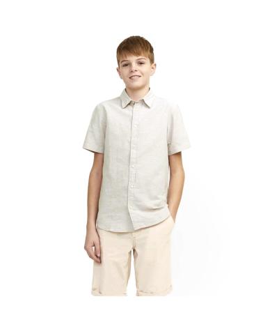 CAMICIA JACK & JONES JJELINEN BLEND SHIRT BEIGE PER BAMBINO -