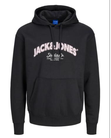 FELPA CON CAPPUCCIO NERA JACK & JONES PER RAGAZZO BLACK