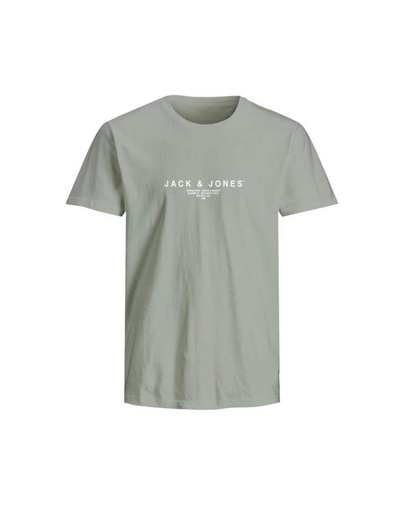 JACK & JONES T-SHIRT MIT LOGO-PRINT AQUA GRAY FÜR HERREN AQUA GRAY