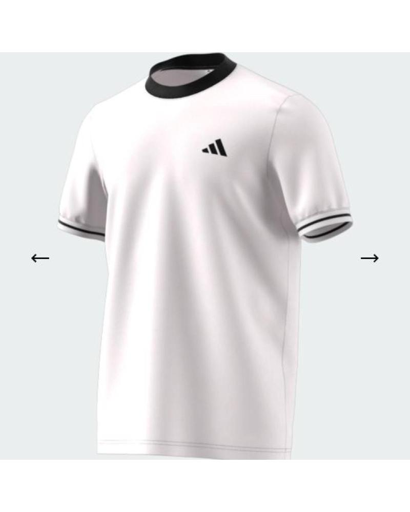 T-SHIRT ADIDAS CWHITE BIANCA CON COLLETTO E POLSINI A CONTRASTO DA UOMO CWHITE