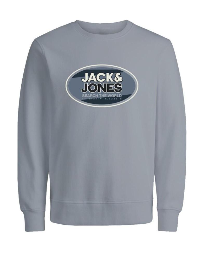 JACK & JONES HIGH-RISE OVAL LOGO SWEATSHIRT GREY FOR MEN HIGH-RISE