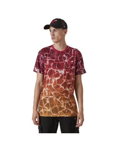 T-SHIRT UOMO NEW ERA CHICAGO BULLS NBA TEAM WATERPRINT ROSSA ROJO