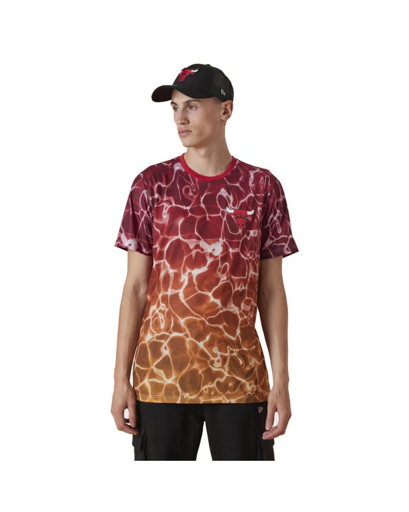 T-SHIRT UOMO NEW ERA CHICAGO BULLS NBA TEAM WATERPRINT ROSSA ROJO