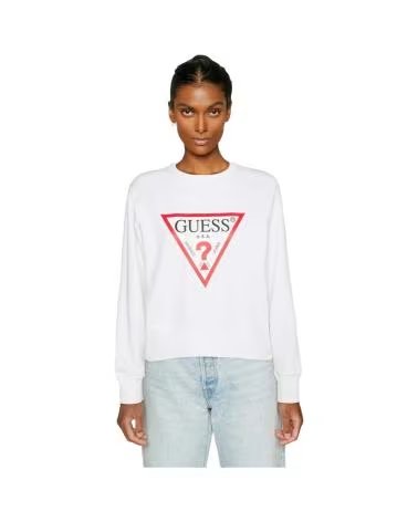 GUESS SWEAT-SHIRT ORIGINAL FLEECE POUR FEMME EN BLANC BLANCO