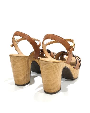 WEEKEND BY PEDRO MIRALLES SANDALIA VESTIR DE PIEL CON TACON Y PLATAFORMA TABAC
