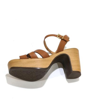WEEKEND BY PEDRO MIRALLES SANDALIA VESTIR DE PIEL CON TACON Y PLATAFORMA TABAC
