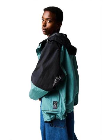 GRIMEY ANORAK ZIP BICOLOR JACKET TEAL AND BLACK AZUL