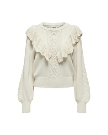 ONLY KNITTED SWEATER WITH RUFFLES MODEL 15324323 - BEIGE BEIG