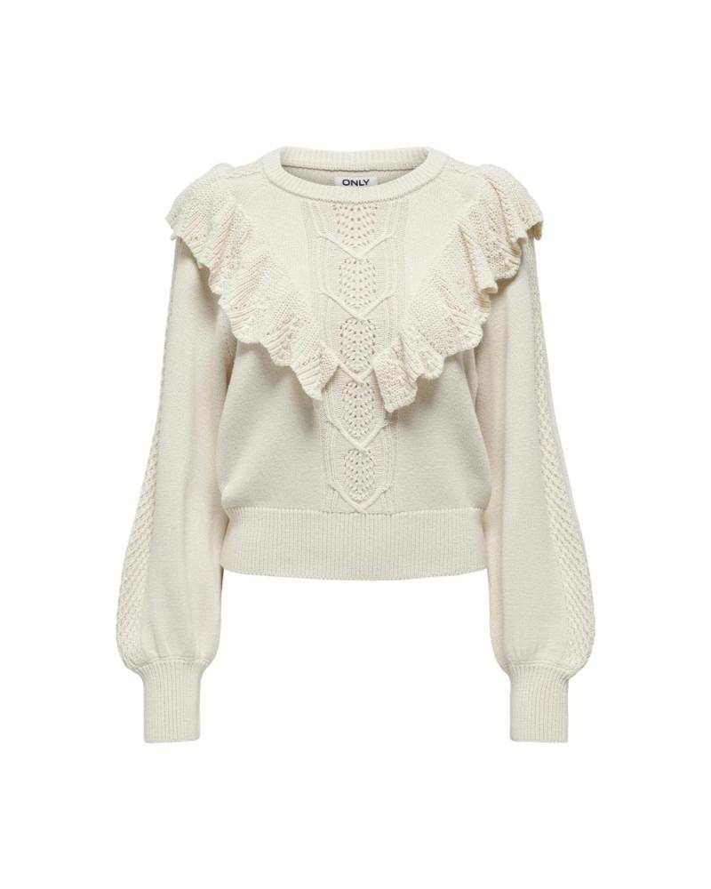 ONLY KNITTED SWEATER WITH RUFFLES MODEL 15324323 - BEIGE BEIG