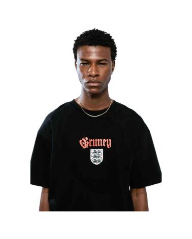 GRIMEY SCHWARZES T-SHIRT MIT FLAMMEN-LOGO-PRINT NEGRO