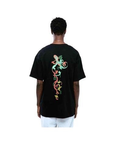 GRIMEY SCHWARZES T-SHIRT MIT FLAMMEN-LOGO-PRINT NEGRO
