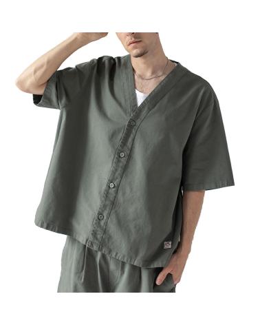 KAOTIKO JAPANISCHES HEMD GRÜN MEHRFARBIG MULTICOLOR