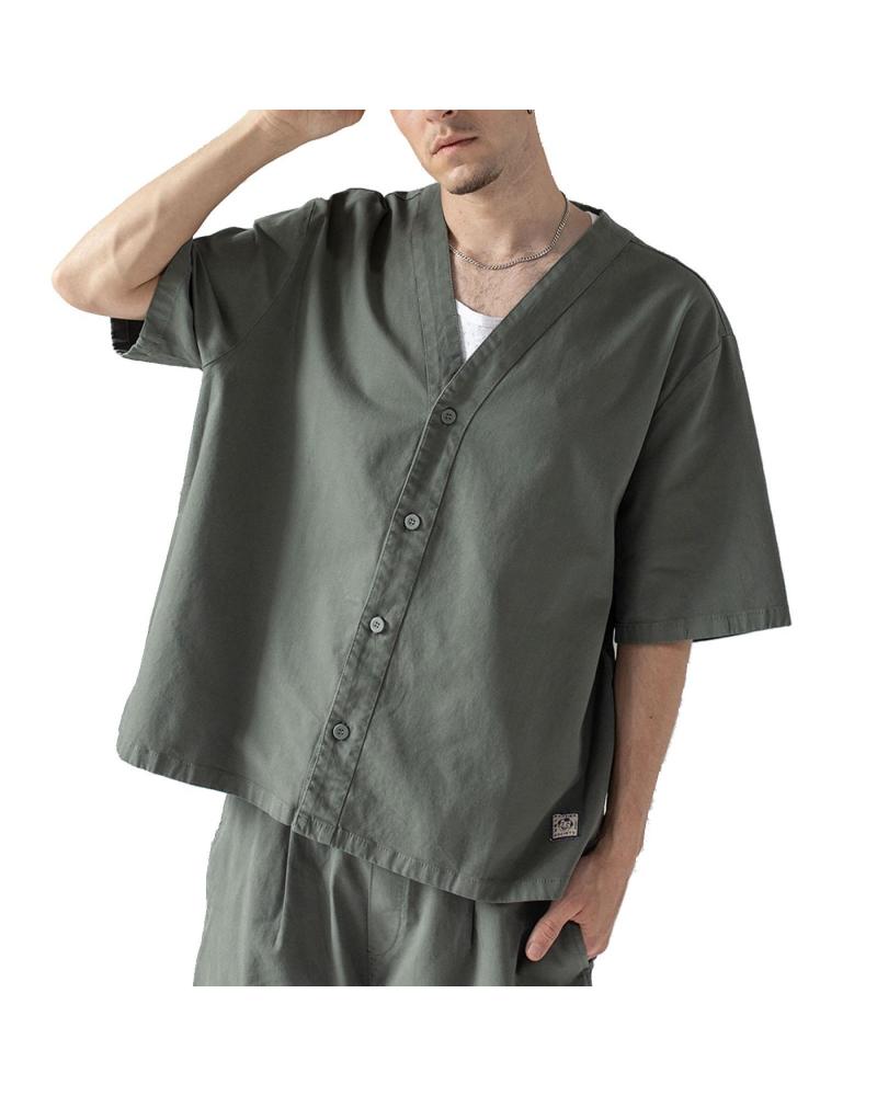 KAOTIKO JAPANISCHES HEMD GRÜN MEHRFARBIG MULTICOLOR