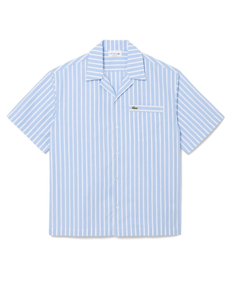 CAMICIA LACOSTE RIGHE BLU MANICA CORTA MULTICOLOR