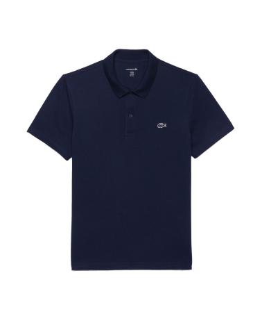POLO LACOSTE A MANICHE CORTE CON COLLETTO A COSTINE BLU MARINO MULTICOLOR