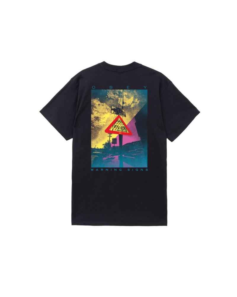 T-SHIRT OBEY WARNING SIGN PRETA MULTICOLOR MULTICOLOR