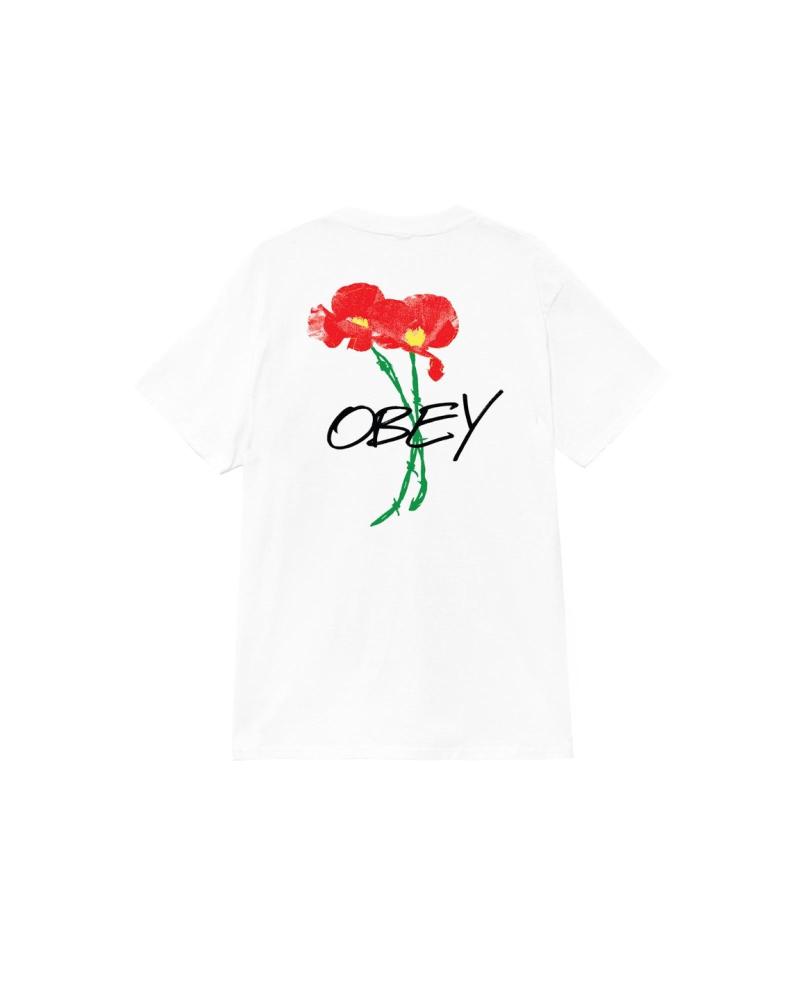 OBEY POPPIES WHITE MULTICOLOR T-SHIRT MULTICOLOR