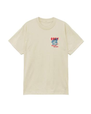 T-SHIRT OBEY PRINTING PRESS MAKE ART CREMA MULTICOLOR