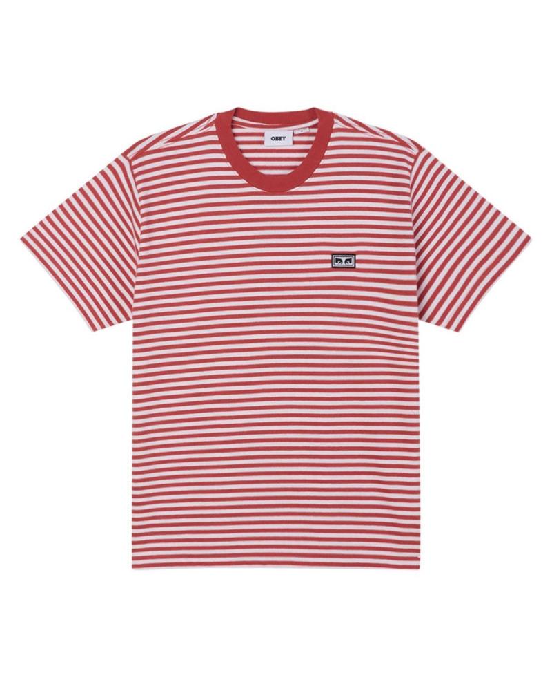 OBEY STRIPED KNIT ESTABLISHED WORKS EYES T-SHIRT MULTICOLOR