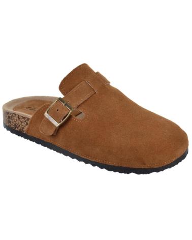 ISTERIA ZUECO PLANO DE MODA CON HEBILLA PARA MUJER 25230 CO CUERO