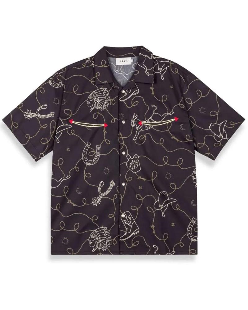 GRIMEY LONE HAND BUTTON UP HEMD SCHWARZ MULTICOLOR MULTICOLOR