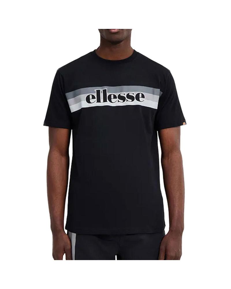 CAMISETA ELLESSE FERRARE PRETA COM FAIXA MULTICOLORIDA MULTICOLOR