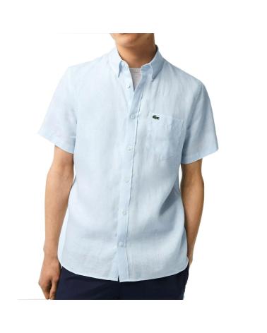 CAMICIA LACOSTE A MANICHE CORTE AZZURRA MULTICOLOR