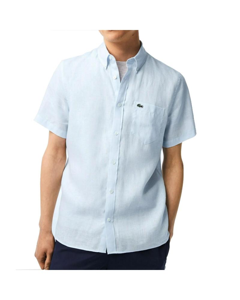 CAMICIA LACOSTE A MANICHE CORTE AZZURRA MULTICOLOR