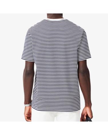 T-SHIRT LACOSTE RIGHE COTONE SPESSO BLU MARINO MULTICOLOR