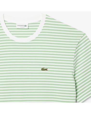 T-SHIRT LACOSTE RAYÉ COTON ÉPAIS VERT CLAIR MULTICOLOR
