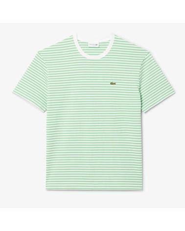 T-SHIRT LACOSTE RAYÉ COTON ÉPAIS VERT CLAIR MULTICOLOR
