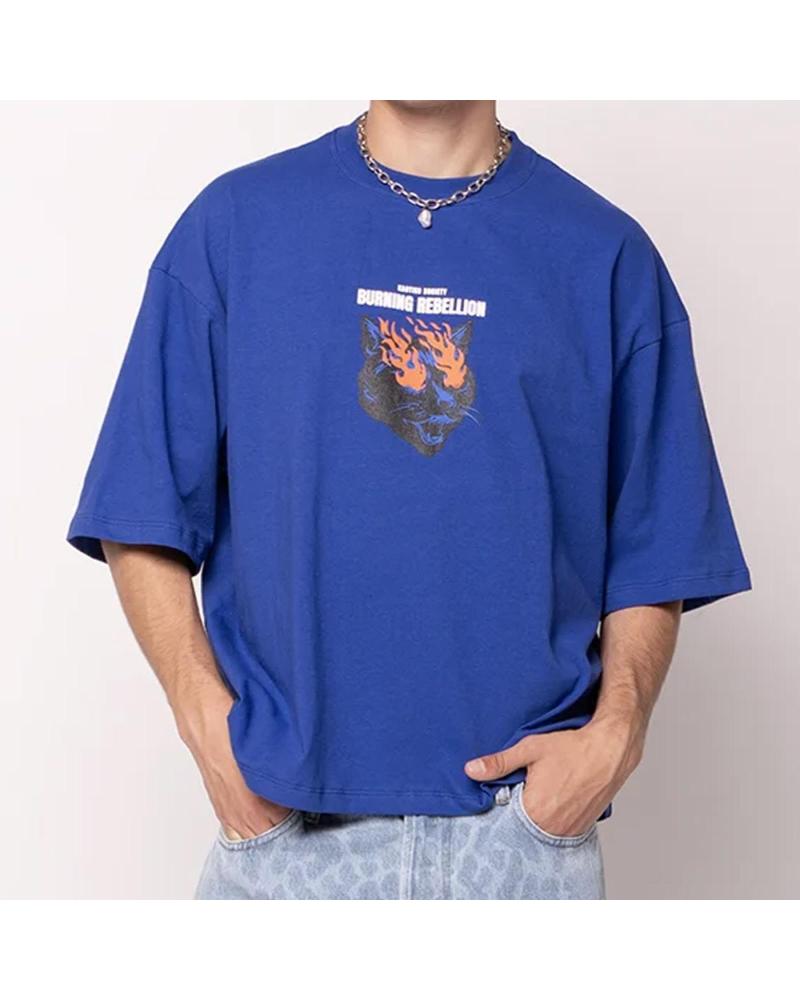 KAOTIKO BOXY BURNING REBELLION BLAU MULTICOLOR T-SHIRT MULTICOLOR