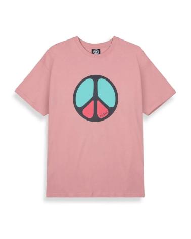 GRIMEY T-SHIRT 'NO JUSTICE NO PEACE' ROSA COM ESTAMPA GRÁFICA MULTICOLORIDA MULTICOLOR