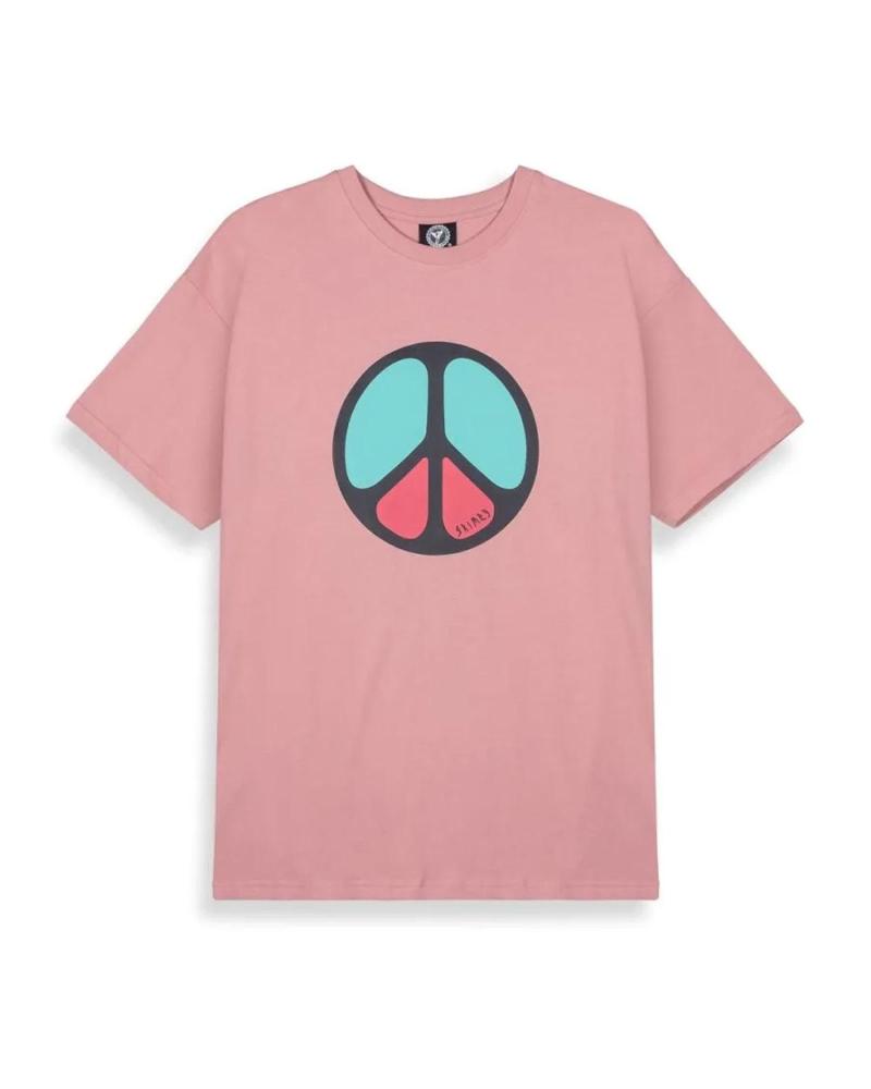 GRIMEY T-SHIRT 'NO JUSTICE NO PEACE' ROSA COM ESTAMPA GRÁFICA MULTICOLORIDA MULTICOLOR