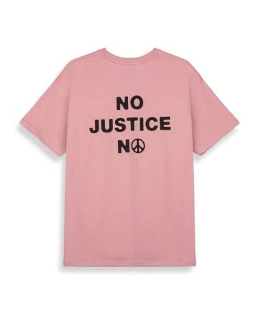 GRIMEY T-SHIRT 'NO JUSTICE NO PEACE' ROSA COM ESTAMPA GRÁFICA MULTICOLORIDA MULTICOLOR