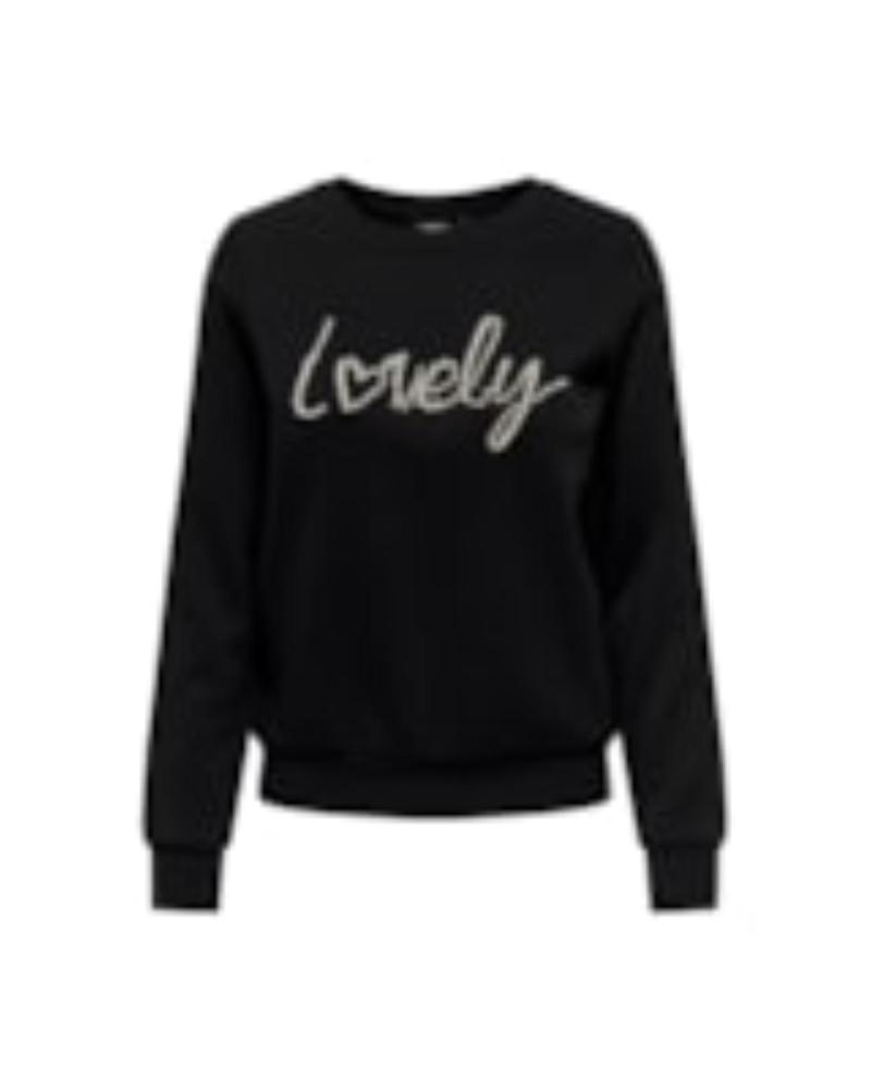 ONLY SWEATER 15331042 BLACK WITH 'LOVELY' PRINT NEGRO