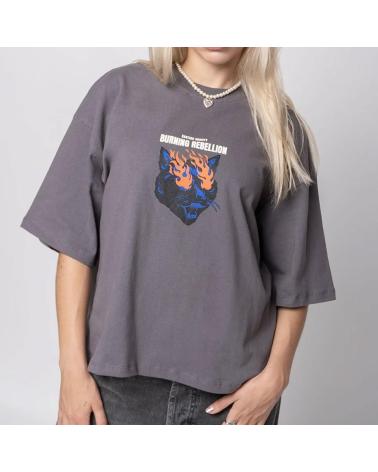 KAOTIKO CAMISETA BOXY BURNING REBELLION GRIS MULTICOLOR