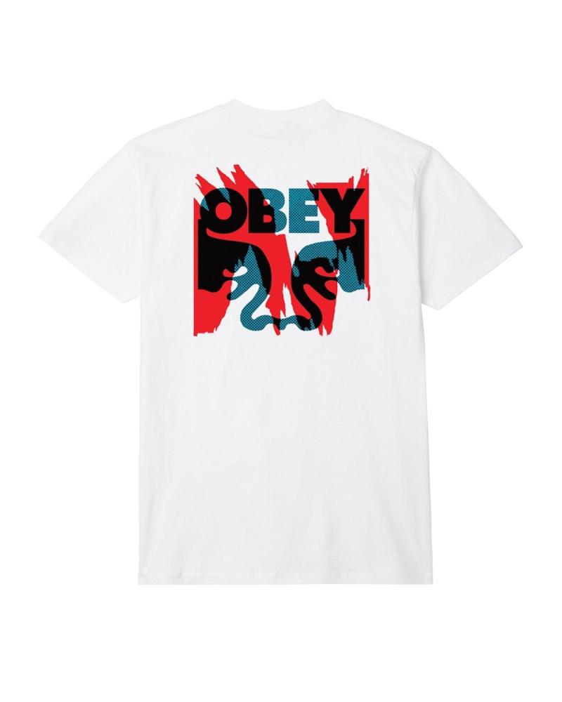 OBEY TORN POSTERS ICON T-SHIRT WEISS MEHRFARBIG MULTICOLOR