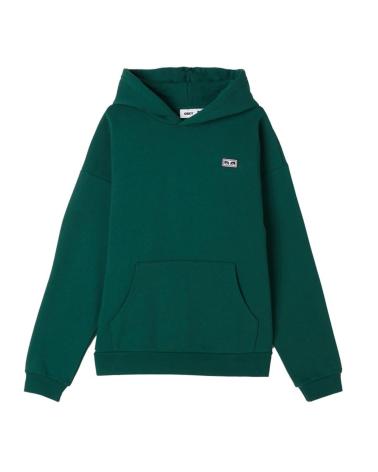 OBEY SERVICES EXTRA HEAVY KAPUZENPULLOVER SMARAGDGRÜN MEHRFARBIG MULTICOLOR
