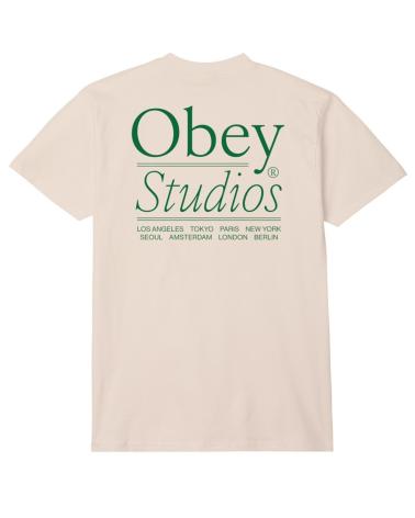 OBEY 'STUDIOS' CREAM T-SHIRT MULTICOLOR
