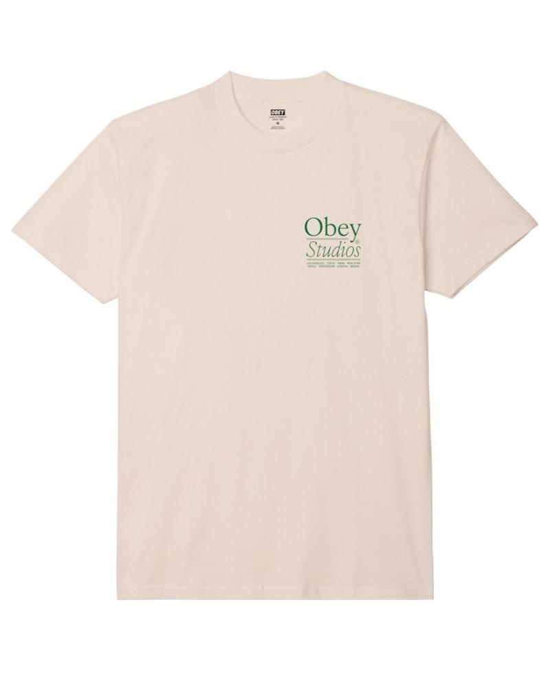 OBEY 'STUDIOS' CREAM T-SHIRT MULTICOLOR