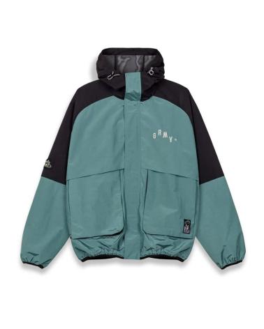 JAQUETA ANORAK GRIMEY VOODOO CHILD COM ZÍPER AZUL PETRÓLEO E PRETA MULTICOLOR
