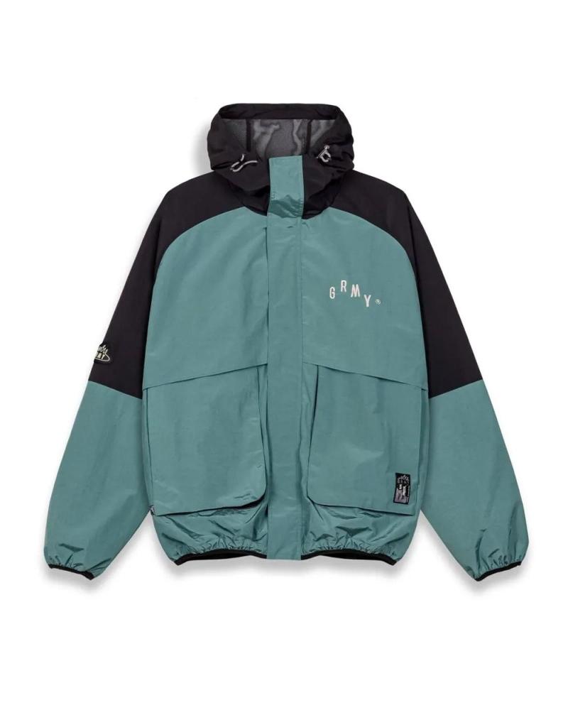 GRIMEY VOODOO CHILD ZIP ANORAK JACKET TEAL AND BLACK MULTICOLOR