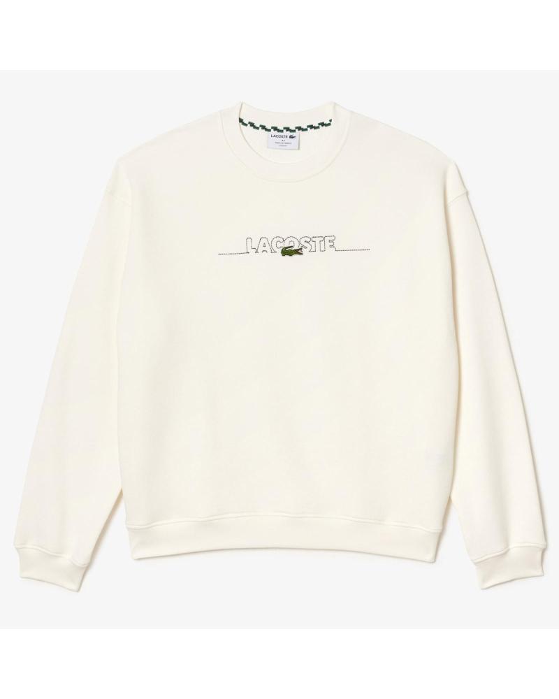 LACOSTE 70V OFF-WHITE SWEATSHIRT WITH LOGO MULTICOLOR