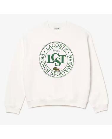 SWEATSHIRT LACOSTE GRAPHIC BLANC AVEC LOGO VERT MULTICOLOR