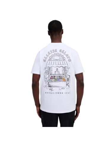 ELLESSE STRADONE WHITE T-SHIRT WITH MULTICOLOR GRAPHIC SHZ21846-908 MULTICOLOR