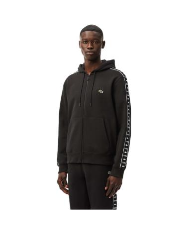 CAMISOLA COM CAPUZ LACOSTE PRETA COM DETALHES DE FITA NEGRO