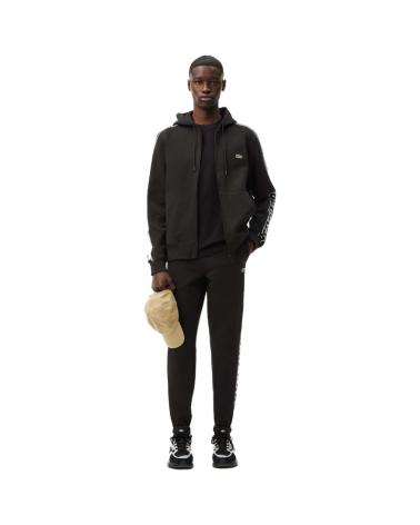 CAMISOLA COM CAPUZ LACOSTE PRETA COM DETALHES DE FITA NEGRO